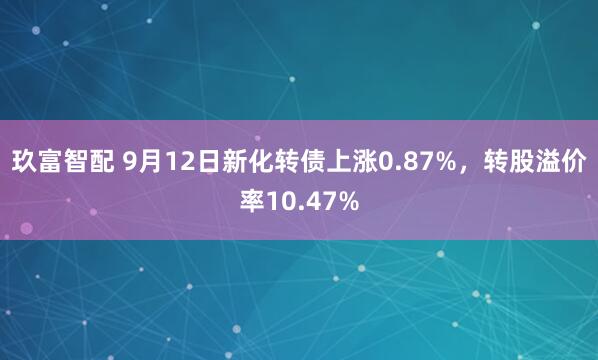 玖富智配 9月12日新化转债上涨0.87%，转股溢价率10.47%