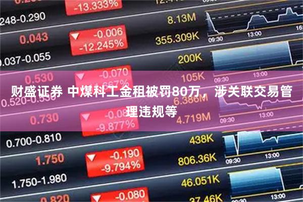 财盛证券 中煤科工金租被罚80万，涉关联交易管理违规等